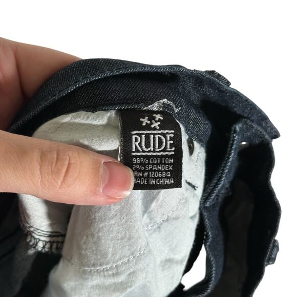 RUDE Hot Topic NWT Men's 26x34 Dark Indigo Blue Super Skinny Jeans Stretch - Picture 5 of 10